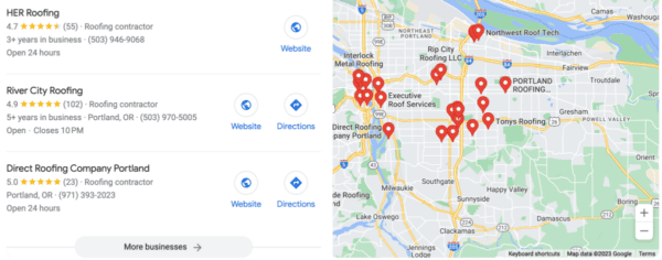 maps-roofer-portland-oregon-Google-Search Google search and map results for a Portland local service